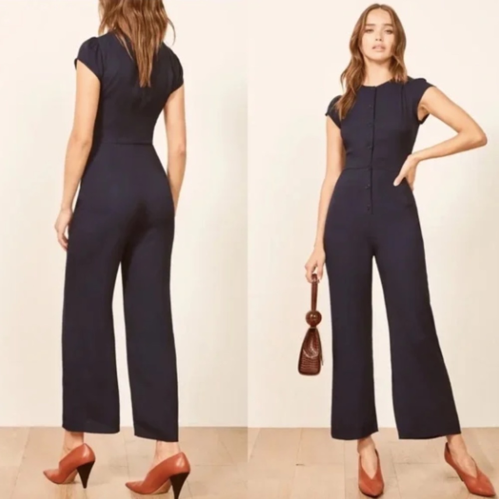 Reformation Navy Blue Marina Jumpsuit